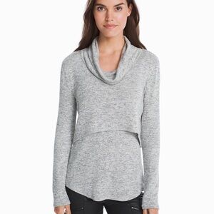 Whbm Cowl Neck Double Layer Swit Top